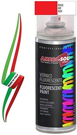 BOMBOLETTA VERNICE SMALTO SPRAY ROSSO FLUORESCENTE 400mlAMBRO-SOL ITALY