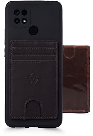 WASAMA Unisex Leather Stick-on Card Holder Colours Available | Multiple Card Slots, for Phone case | RFID Protection | The Handy (Mocha Delight Brown)