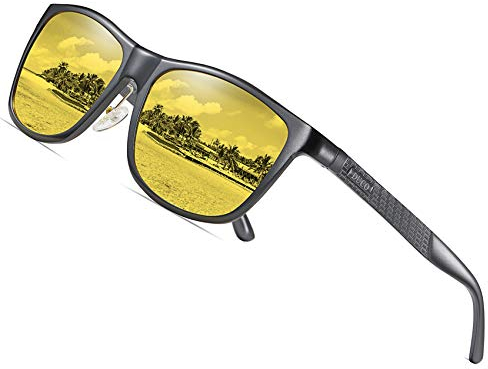 DUCO Mode Al-Mg Metall Rahmen Herren Stil Anti Glare Nachtsichtgläser für Männer fahren 8200 (Grau)