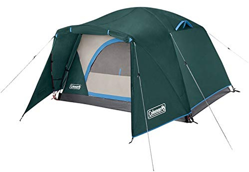 Coleman Skydome Campingzelt mit Vollfliegen-Wettervorraum, 2/4/6 Personen Wetterfestes Zelt mit Regenfliege, Tragetasche, Aufbewahrungstaschen und Belüftung, Aufbau in 5 Minuten