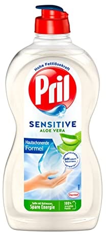 Pril Sensitive Aloe Vera (450 ml), Handgeschirrspülmittel mit hoher Fettlösekraft, hautschonendes Spülmittel Sensitiv mit pH-hautneutraler Formel
