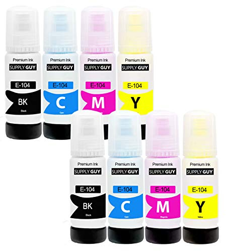 Supply Guy Tinte kompatibel mit Epson 104 für EcoTank ET-4800 ET-2871 ET-2870 ET-2862 ET-2861 ET-2811 (8x70ml Tintenflaschen)