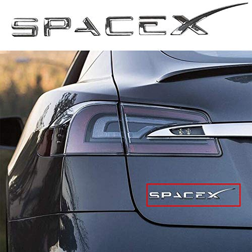 GOINUS 3D Zinklegierung Spacex Aufkleber Auto Heck Kofferraum Emblem Aufkleber Abzeichen Aufkleber für Tesla Model S Model 3 Model X