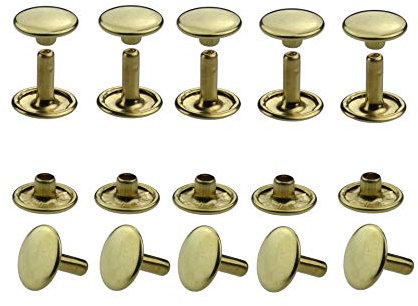 IstaTools Hohlnieten, Doppelkopf, rostfrei, Messing, in 6mm, 7mm, 9mm, 10mm oder 13mm (10, 10x10mm gelb)