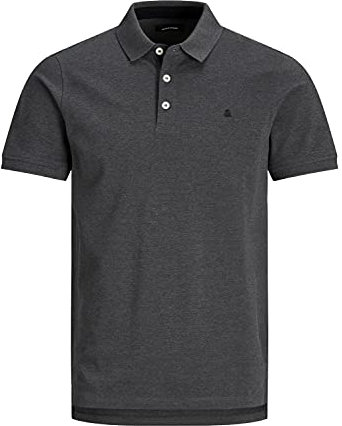 Jack & Jones Herren Slim Fit Polo Shirt JJEPAULOS Uni Sommer Hemd Kragen Kurz Arm Basic Pique Cotton, Farben:Dunkelgrau-3, Größe:XXL