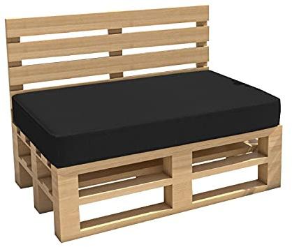 chilly pilley Palettenkissen Gartenkissen Wasserdicht Palettenauflage Palettenpolster Indoor Outdoor Waschbar Abnehmbar Sitzkissen Rückenkissen (Sitzkissen 120x80x15, Schwarz)