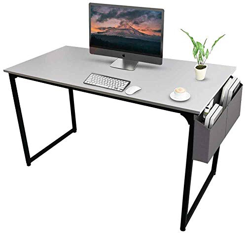 BAKAJI Scrivania Tavolo da Lavoro Porta Pc Computer Piano in Legno MDF con Struttura in Metallo Organizer Portatutto in Tessuto e Gancio Casa Ufficio Design Moderno Industriale 120 x 60 x H74 cm