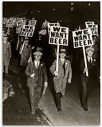 Make Em Laugh We Want Beer Prohibition Wall Art – 28,9 x 35,6 cm, ungerahmtes Verbotsposter – Vintage-Fotodruck in Schwarz und Weiß der 1920er Jahre, Retro-Bierposter für Küche oder Höhle
