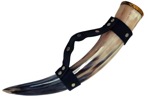 Viking by Heart Authentic Viking Drinking Authentic Horn with Brass Rim & Leather Strap, Ideal Christmas, Birthday, & Wedding Gift, Unique Beer Gift for Men, Women, Husband, & Boyfriend