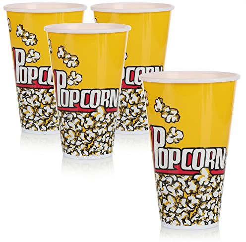 com-four® 4X Tazón para Palomitas de maíz, Taza para Bebidas y Palomitas | Taza para la noche de cine perfecta