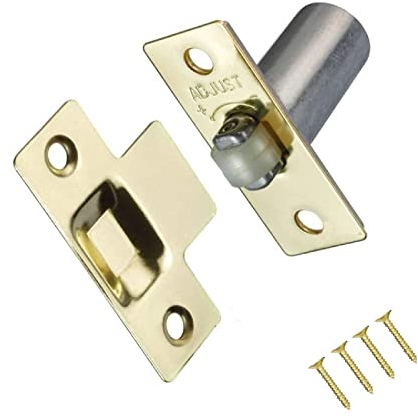 TERF® Adjustable Roller Catch Polished Brass Roller Ball Door Latch Door Closer Ideal Internal Door Catch for Doors Cupboards Cabinets and Wardrobes Including Fixing Screw - Pack of 1
