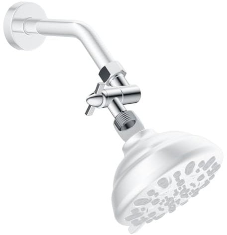 Hibbent All Metal Shower Head Elbow Adapter, 360 ° Adjustable Swivel Brass Showerhead Adapter for Fixed and Rain Showerhead, Stainless Steel Wall Mounted Shower Connector, Chrome