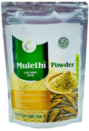 SVATV Kräuter-Mulethi-Pulver | Lakritzpulver | Natürliches Kräuterpulver zur Hautpflege, Haarpflege, Entfernung dunkler Flecken | Lakritze-Teepulver – 227 g, 0,5 Pfund