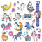 Leesgel Glitzer Tattoo Einhorn, 12 Blatt Glitzer Tattoo Kinder Tattoo Aufkleber Kindertattoos Sticker für Einhorn Geburtstagsdeko, Einhorn Party Deko Mädchen Geschenke Kindergeburtstag Gastgeschenke