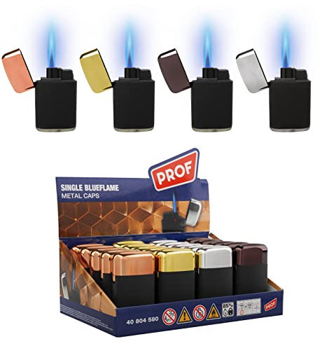 20 Mecheros Encendedores Jet Turbo Soplete Recargables con Gas Precargado y Llama Ajustable, Metalizados,Tacto Soft y Antiviento