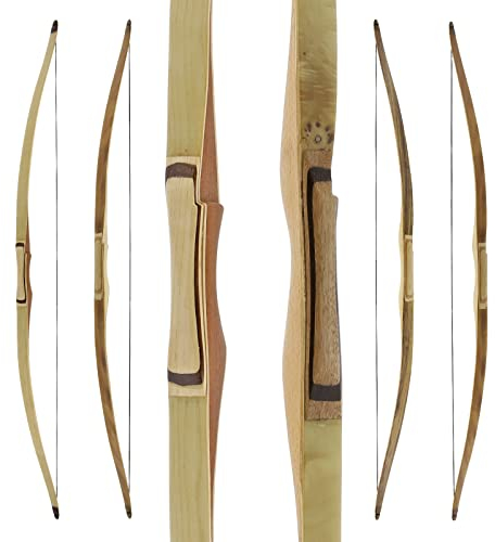 Drake Huntsman - 70 Zoll - 26-60 lbs - Hybridbogen, Verschiedene Designs - Rechtshand - Hybrid aus Langbogen & Recurvebogen (31-35 lbs, Esche)