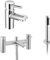 Round Deck Mounted Bath Shower Mixer with Handset & Basin Single Lever Mixer Tap