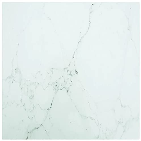 ZHOUMIN Tischplatte, Schreibtischplatte, Table Top, Schreibtisch Platte, Dekorplatte, Weiß 70x70 cm 6 mm Hartglas in Marmoroptik