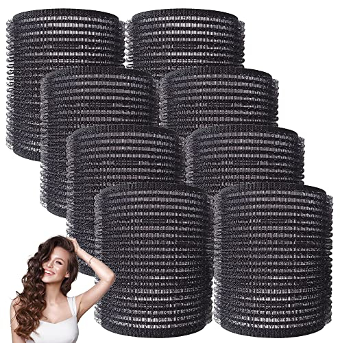 Lot de 8 bigoudis noirs pour volume de cheveux,Grands bigoudis auto-agrippants,Rouleaux Velcro noirs pour cheveux longs et courts,Grand bigoudi Velcro,Bigoudi de coiffure,Bigoudi de salon de coiffure