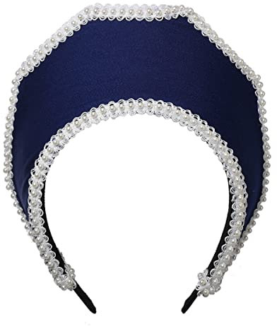 BPURB Renaissance Mittelalter Tudor Queen Kopfschmuck für Damen Anne Boleyn Stirnband Elizabethan Royal Coronet Kapuze Tiara Hut (Dunkel blau), Einheitsgröße