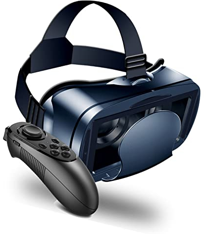 VRG Pro 3D VR Headset für Kinder Erwachsene, Blaulicht Augenschutz 3D VR Virtual Reality Brille mit Fernbedienung für Handyspiele