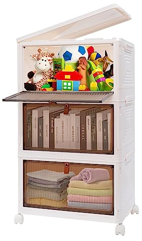 Ark miido Aufbewahrungsboxen mit Rädern 3er-Pack Aufbewahrungsbox mit Deckel Zusammenklappbare Kunststoff-Schrankorganisatoren und Aufbewahrung Kunststoffbox Plastikbox