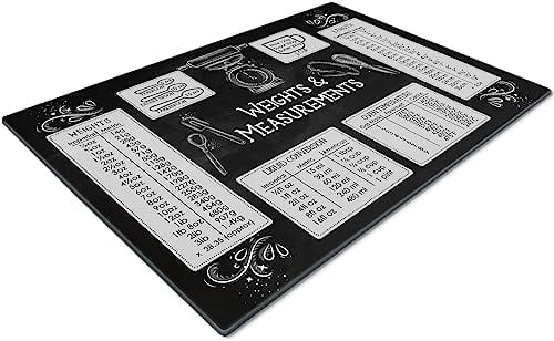 Chopping Board | Glass Chopping Boards for Kitchens | Glass Worktop Savers for Kitchen | Cutting Boards for Kitchen | Chopping Board Non Slip | Small Chopping Board | Weights & Measurements Black