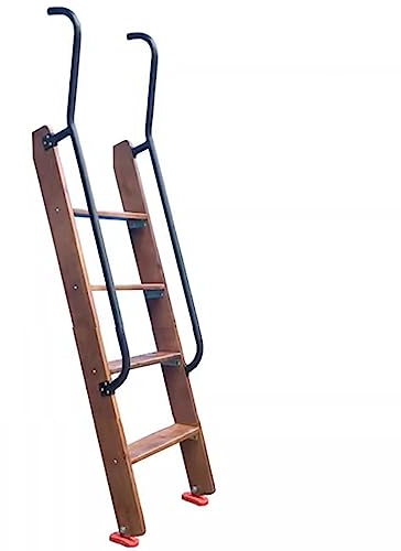 Hochbett Leiter Etagenbett-Leiter mit Haken und Handlauf, 4/5/6-stufig Holz Doppelstockbett-Leiter für Haus RV Loft Schlafsaal, Last 330lbs (Color : Brown, Size : 4-Step/Tal
