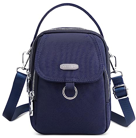 FORRICA Handy Umhängetasche Damen Handytasche zum Umhängen Wasserdicht Handtasche Frauen Schultertasche Kleine Crossbody Tasche mit Kopfhöreranschluss Blau A