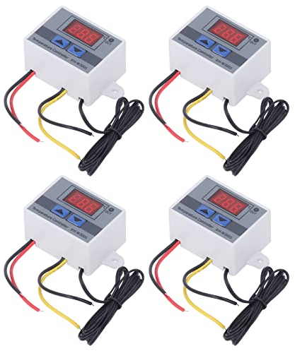 Temperaturregler, 4 Stück, 12 V, 120 W, Temperaturregler, LED, Digitales Thermostat-Schaltmodul mit Heizung und Pflanzenkeimungsausrüstung