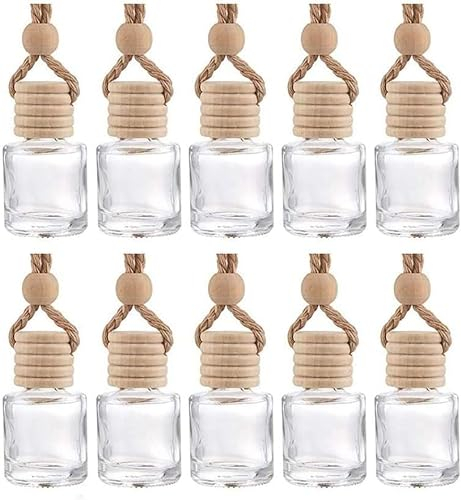 10 pièces Diffuseur Suspendu De Voiture Bouteilles De Parfum en Verre Vide Désodorisant Diffuseur Bouteille Pendentif Huile Parfum Bouteille D'aromathérapie Retroviseur Décor