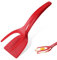 Spatule Oeuf 2 en 1 Oeuf au Plat, Antiadhésive Tourne-Oufs en Nylon, Spatule 2 en 1 pour Cuisson Pince à Spatule Retournée Pince à Grill Outil de Cuisine pour Pain Grillé Tarte (Rouge)