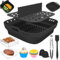Bestash Accessori per Friggitrice ad Aria,Teglie per Friggitrice ad Aria,Riutilizzabile Friggitrice ad Aria Accessori per Cosori, Philips, Cecotec 4.7-6.4L（Anta Singola Nero）