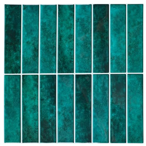 Klebefliesen 3d Selbstklebend Fliesenaufkleber Küche, Metro Fliesen Aufkleber Wandfliesen Fliesenaufkleber Blau Mosaik (30,5 x 30,5 cm, 10 Stück)