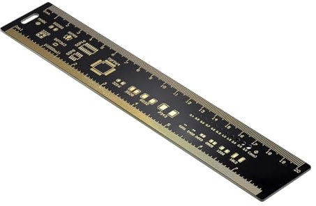CRGANGZY 15 cm, 20 cm, 25 cm PCB-Lineal, R-4 vergoldetes PCB-Lineal, multifunktionales Lineal for Elektronikingenieure, Widerstand, Kondensator, Chip, IC, SMD, Diode, Transistor (25 cm)