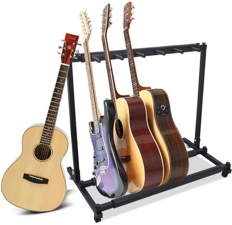 MEHOOSPVN Gitarrenständer Gitarrenstaender Mehrfach 5 fach für Akustikgitarre, Westerngitarre E-Gitarren Mehrfach Gitarrenhalter Guitar Stand mit Gummi gepolstert 86 * 47 * 73 cm, für Akustikgitarre