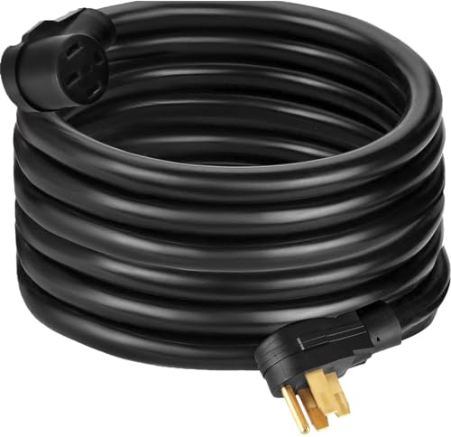 VEVOR Rallonge câble d'alimentation 10,9 m câble d'alimentation en cuivre Pur 30 A câble de rallonge revêtement Ignifuge pour remorques caravanes Camping-Car véhicules bornes de Voitures électriques