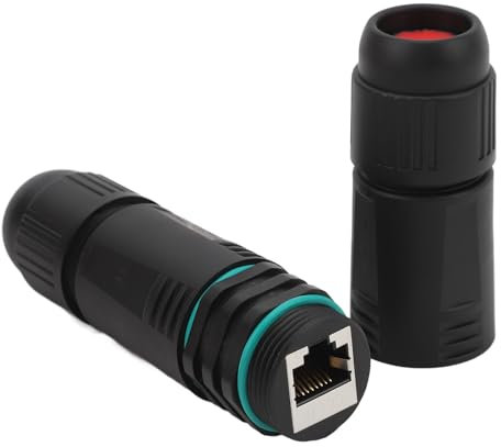 Fockety Wasserdichter RJ45-Stecker, Wasserdichter RJ45-Koppler IP68 CAT6 Buchse auf Buchse Ethernet-Stecker, Plug and Play, POE-kompatibel für