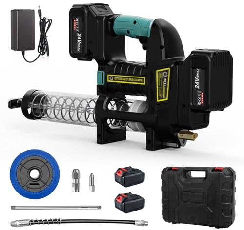 LIROPAU 21V Akku Fettpresse, 15000 PSI Elektrische Fettpresse, 6 Gang Variable Geschwindigkeit Trigger mit 39,4” Flexiblen Schlauch, Akku Fettpresse mit 2 Akkus und Ladegerät