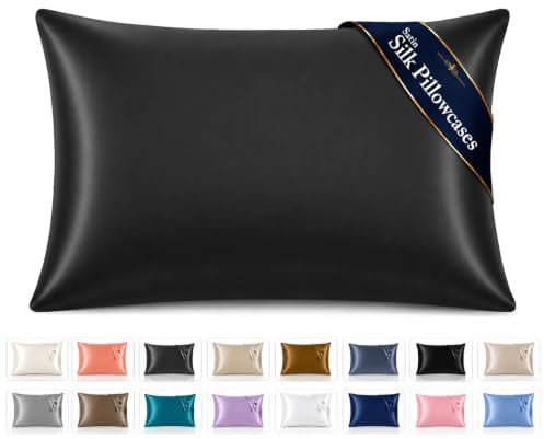 Pamposh Satin Silk Pillowcases For Hair And Skin 2 Pack Standard Size with Envelope Closure (Midnight Black, 4 Pcs Pillowcases (50 x 75 cm))