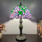 BOTOWI Glyzinienlampe Tiffany Tischlampe mit Legierungssockel Blau Lila Blume Grün Blatt Lampe 12 breite Nachttischlampen Vintage Schreibtischleuchte für Zuhause Kaffee Wohnen Büro Studie,Lila
