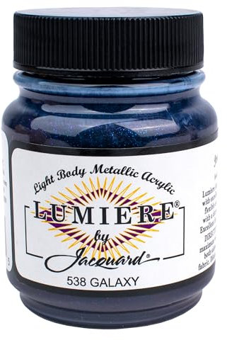 Jacquard Lumiere 2.25oz Fabric Paint Galaxy - Metallic Paint for Fabric Paper Wood Ceramic and Metal - Light-bodied Metallic Acrylic Paint - Lightfast & Vibrant Metallic Acrylic Paints
