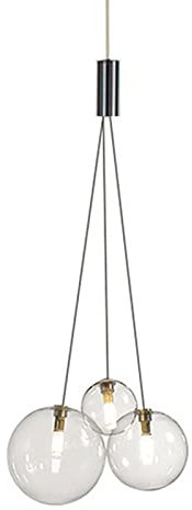 Lámpara colgante de techo con bola de cristal de 3 luces LED moderna, lámpara colgante de isla de cocina sencilla, lámpara colgante de 3 luces para comedor (transparente), fabricada en China
