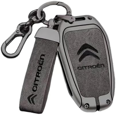 Yourdou Auto Coque de Clé pour Citroen C5 Aircross 2017-2022, Boitier Clé Télécommande Boîtier Clef Étui Clés Smart Key Coque de Protection pour clé de Voiture Accessoires,Grey-A