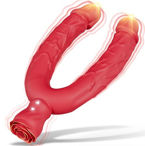 U-förmiges Doppeldildo Vibrator mit 10 Vibrationsmodi Silikon G-Punkt Vibratoren für sie Klitoris Leise Realistische Dildo Analvibrator Sexspielzeug für Frauen Lesben Paare Sex Spielzeug für die Frau