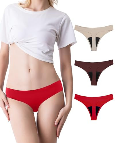 SHARICCA Periodi Intimo Thong Mutande Assorbente Mestruazioni Sporty Biancheria intima per il periodo delle Ragazze, Profondità della pelle, viola rosso, colore, XS