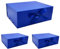 Tekhoho Paquete de 3 Cajas de Regalo Grandes Azul 33.5x27x12.5 cm, Caja de Regalos Premium con Tapa MagnéTica y Cinta para Embalaje de Regalos de Bodas y CumpleañOs, Forro a Cuadros