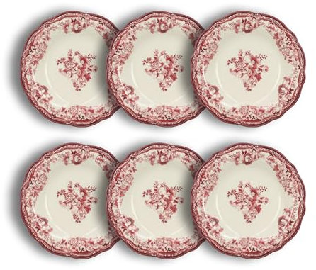 NOVASTYL - Lot de 6 assiettes creuses faustine 22cm en porcelaine rose - 2614871