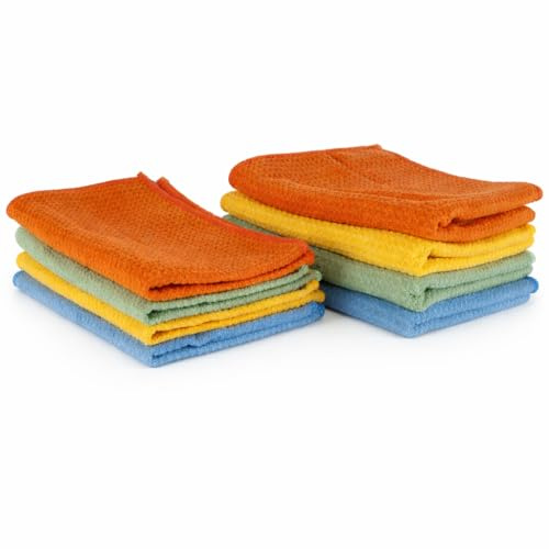 Aqua Clean Kristall Piquet Geschirrtücher 8er Set 60x40 & 30x40 cm | 8 saugstarke Piquet-Geschirrtücher in Waffeloptik – 4 x 60 x 40 cm und 4 x 30 x 40 cm für Küche, Geschirr und Gläser.