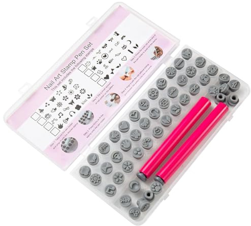 Nail Stamp 48Pcs Nail Art Stamp Pens Different Patterns Art Stamps with Silicone Pen Tip Flower Butterfly Rose DIY Stamping Kit for Women